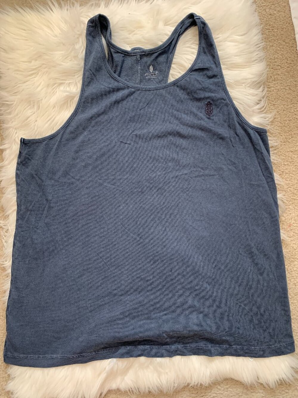 FREE PEOPLE MOVEMENT Rundown Tank Top in Faded Denim Blue Sz LARGE